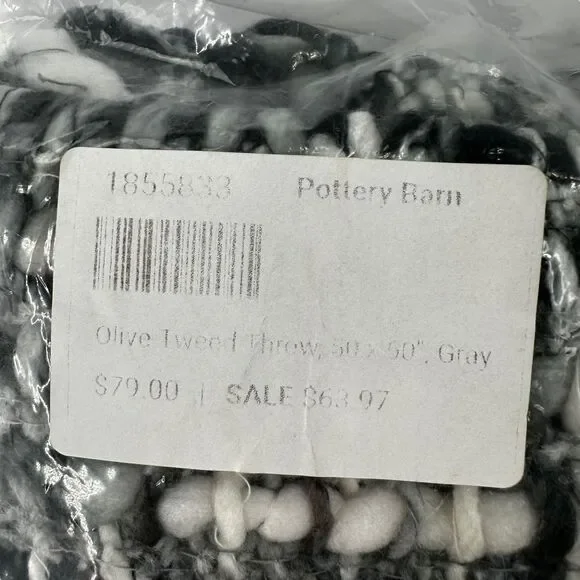 POTTERY BARN TEXTURED BASKETWEAVE THROW 50 X 60"‎ ~ OLIVE TWEED GRAY - Picture 2 of 5